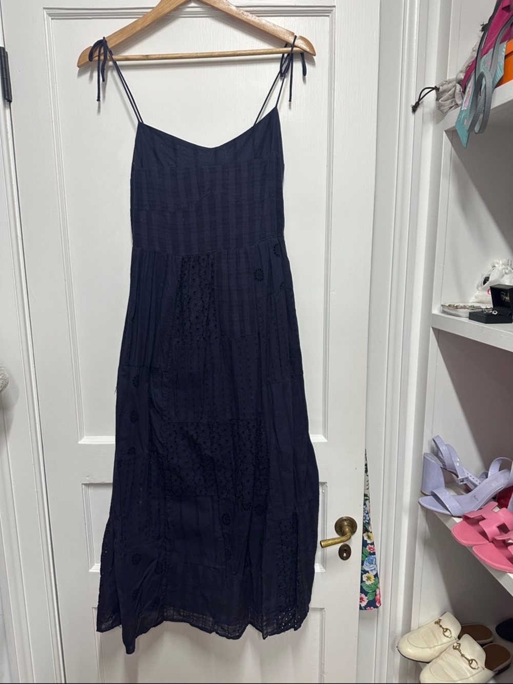 Zara Navy Tie-Shoulder Maxi Dress
